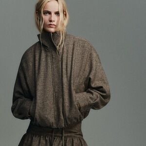 ZARA Brown Herringbone Wool Jacket | SOLD OUT | Oversized XS (Fits Small)